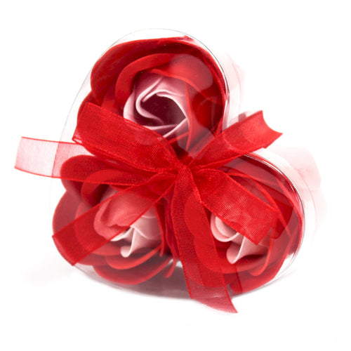 Set of 3 Soap Flower Heart Box - Lavender Roses